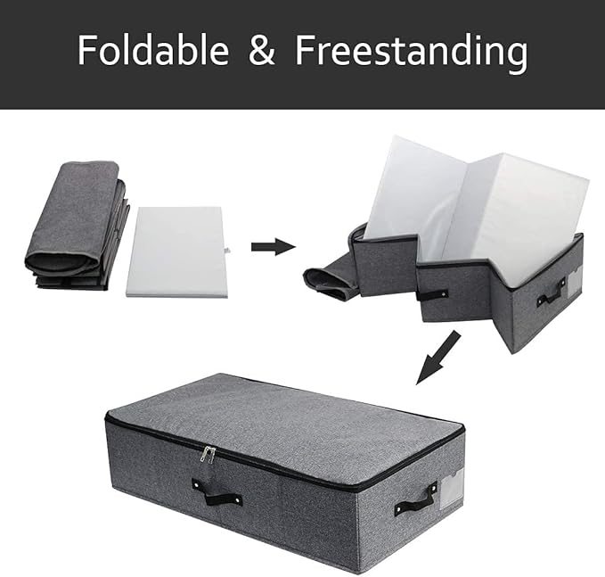 Foldable Under Bed Storage Basket Container [2 Pack] with Durable Fabric