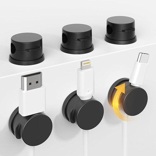 Cord Holder, Swiveling Cord Organizer, Magnetic Cable Clips for Desk