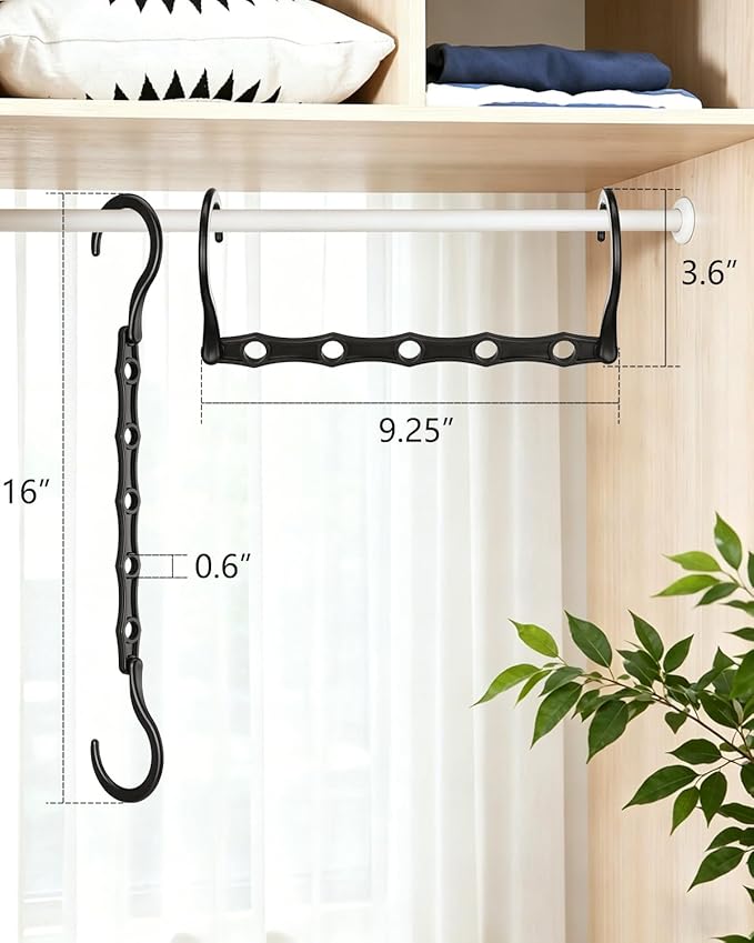AMKUFO Hangers-Space-Saving 8 Pack Space-Saver, College-Dorm-Room-Essentials for Guys Girls, Smart Hangers for Bedroom Apartment Essentials, Black Plastic Magic Hangers House Organization Must Haves