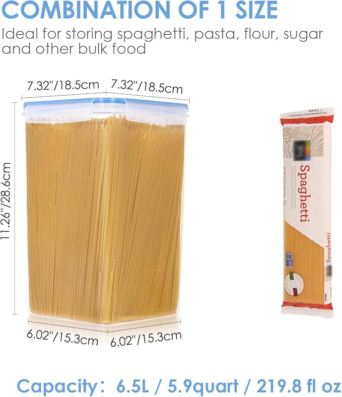 Extra Large Tall Airtight Food Storage Containers 4 Pieces 5.9qt / 6.5L-Plastic