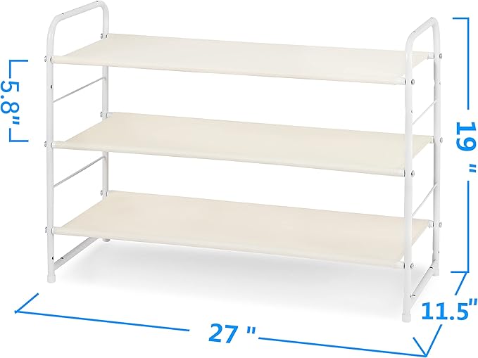 Simple Trending 3-Tier Stackable Shoe Rack, White