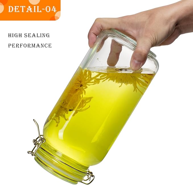 78oz Glass Food Storage Jars with Airtight Clamp Lids, Cookies