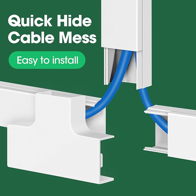 AZEN Cord Hider Kit, 315in Cord Covers for Wires on Wall, Paintable Wire Covers for Cords on Wall, Wire Hiders, Self-Adhesive Cable Hider Cord Organizer, 20X L14.5X W0.96x H0.57in