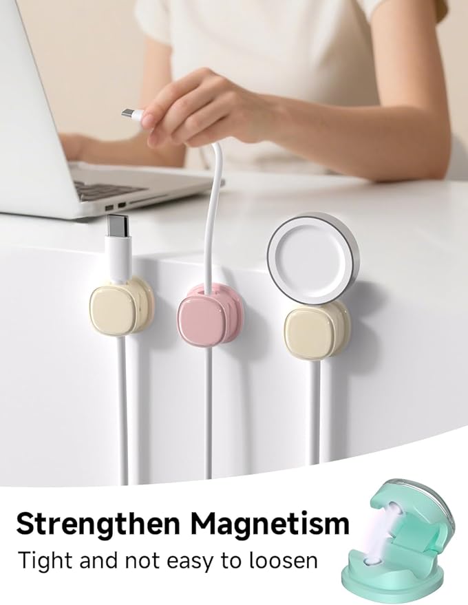 Magnetic Cable Clips, 9-PCS Purple_Apricot_Cyan