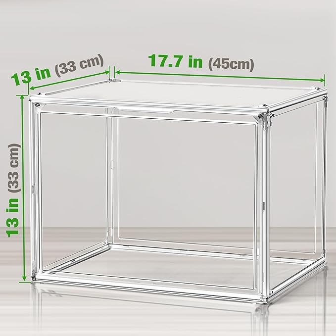 5 Pack XXX-Large Extra Large Acrylic Display Case 17''x13''x13'' Transparent Shoe Display Case Clear Stackable Sneaker Boot & Shoe Boxes Large Showcase for Helmet, Handbag, Figures Collectibles