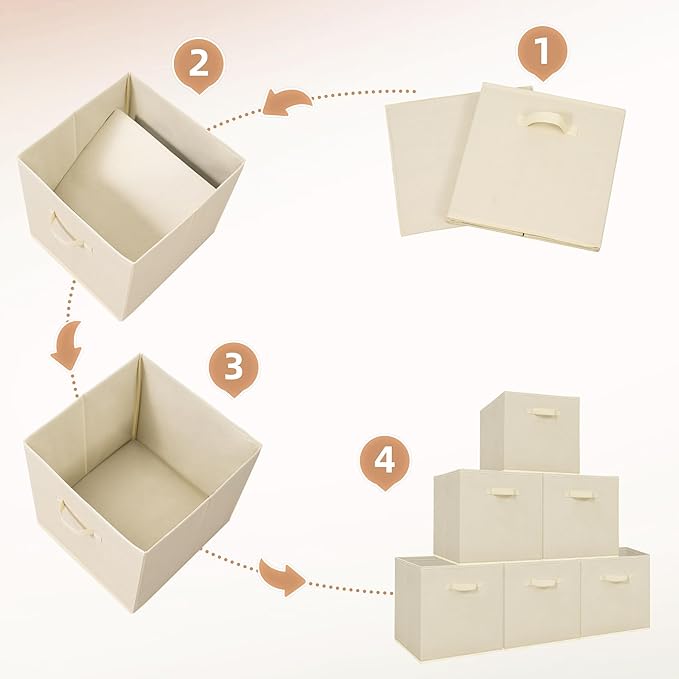 STORAGE MANIAC Storage Cubes, 13 Inch Collapsible Storage Bins with Handles, 10 Pack Fabric Foldable Bins for Organization, Durable Storage Bins for Closet, Shelves, Offices, Toys, 10-Pack Beige
