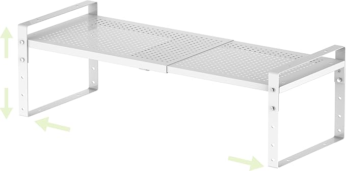 Expandable Shoe Rack Heavy-Duty Closet Organizer Adjustable Shelf Stackable Metal Framework for Entryway, Garage,RV,Pantry,Cabinet(Large,1 Pack/White)