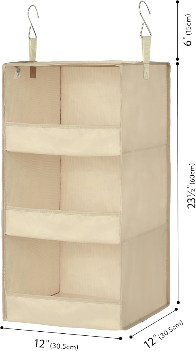SAYS 3 Shelf Hanging Closet Organizers and Storage, Khaki
