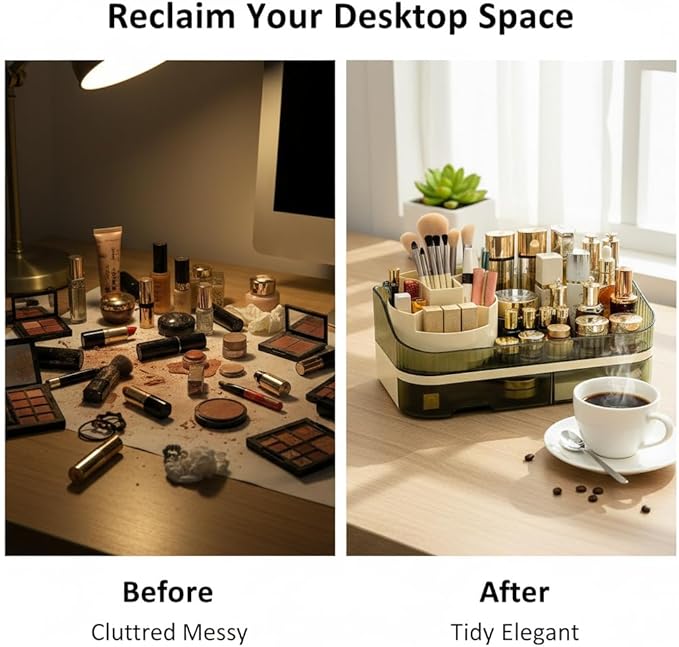 Makeup Organizer with Dual Drawers, Clear Acrylic