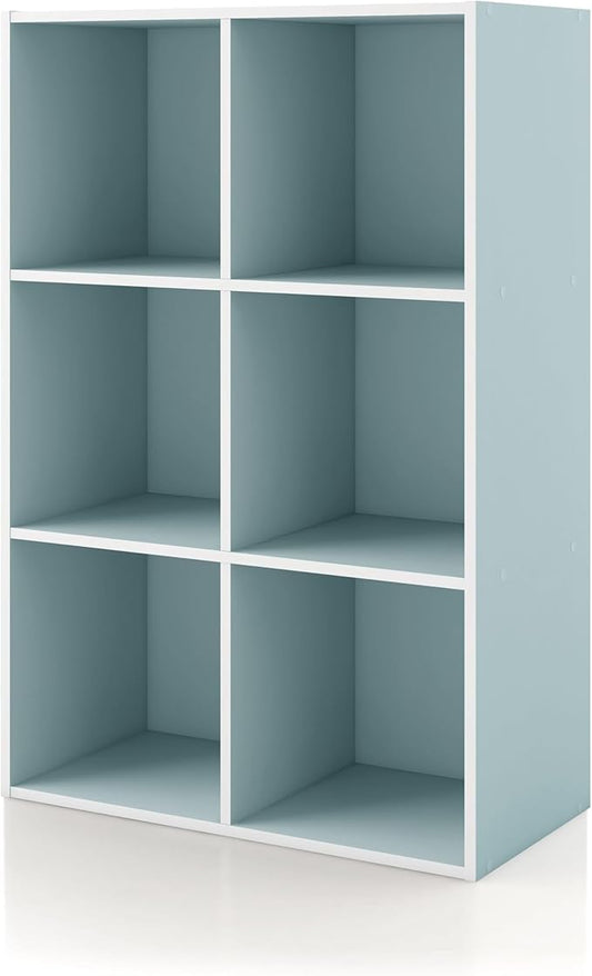 Homes, Inside + Out Apexa 6-Cube Storage Organizer Shelves, Light Blue