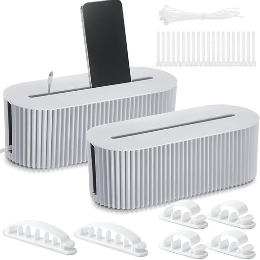 2 Pcs Gray Cable Management Organizer Box for Hiding Wires