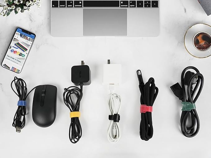MVYC 150PCS 8 Inch Reusable Cable Ties Wire Ties Cord Organizer Cable Organizer Adjustable Cable Management Black