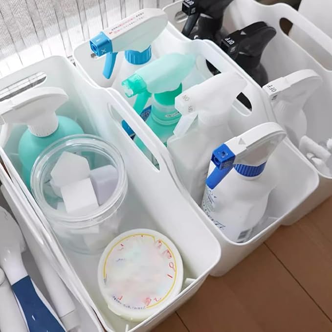 2 Pack Fridge Organizer Bins with Handle, PP Plastic Refrigerator Organizers and Storage for Kitchen, Laundry, Cabinets and Fridge, Translucent Pantry Organizers and Storage, 11” x 4.5” x 6.3”