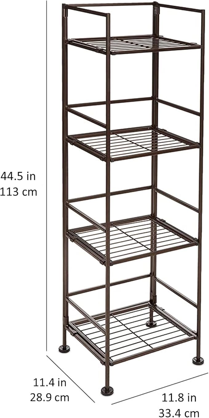 Amazon Basics 4-Tier Iron Towel Shelf Black 11.4"L x 11.8"W x 44.5"H