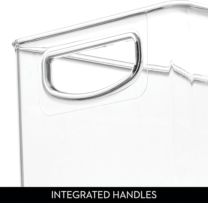 iDesign Plastic Stackable Pantry Bin for Kitchen Cabinets or Fridge, Set of 4, Clear, Made in USA