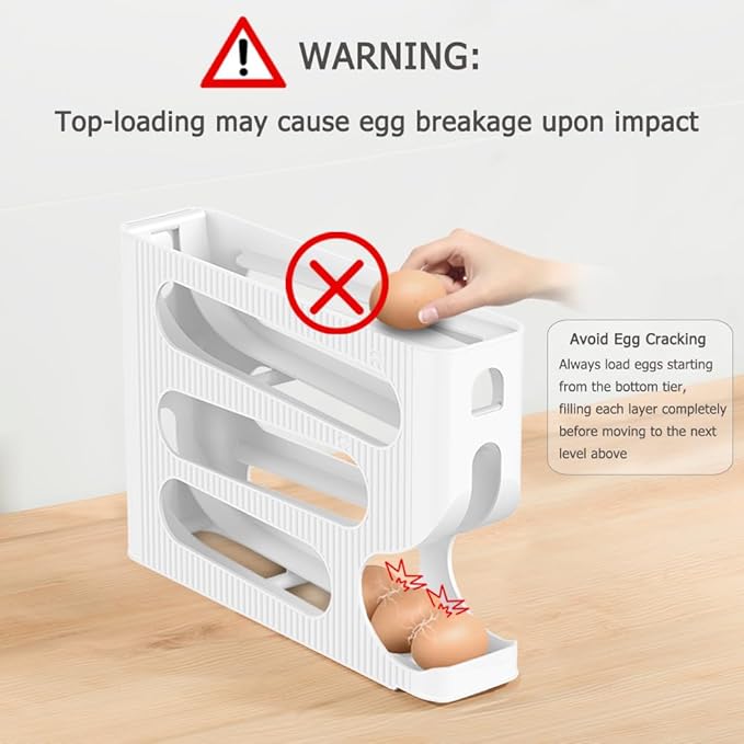 Sotfamily Egg Holder for Fridge, Automatic Rolling Egg Dispenser for Refrigerator, Countertop, Kitchen - Space-saving Egg Roller/Organizer/Storage/Container/Tray - 2 Packs for 56 Large Size Eggs