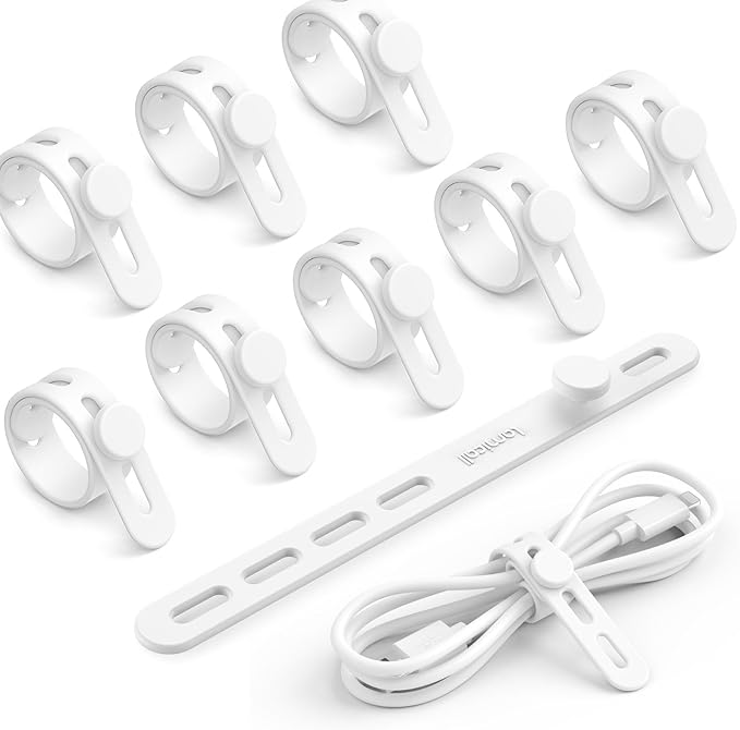 10Pack Silicone Cable Ties Cord Organizer, Lamicall Elastic Wire Ties Management