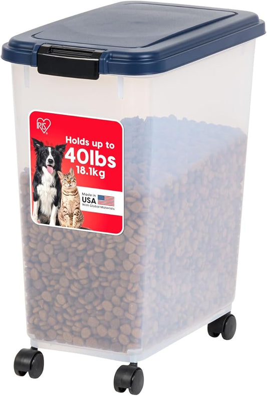 USA Airtight Dog Food Storage Container, Up to 40 lbs, Attachable Wheels