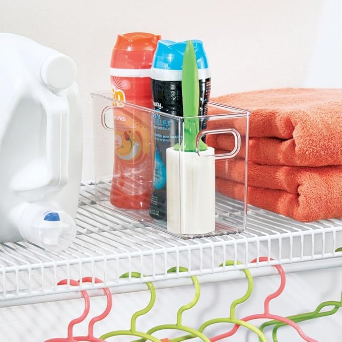 iDesign Slim Clear Plastic Storage Bin, Tall Narrow Organizer for Kitchen, Fridge, or Pantry, 4-Pack