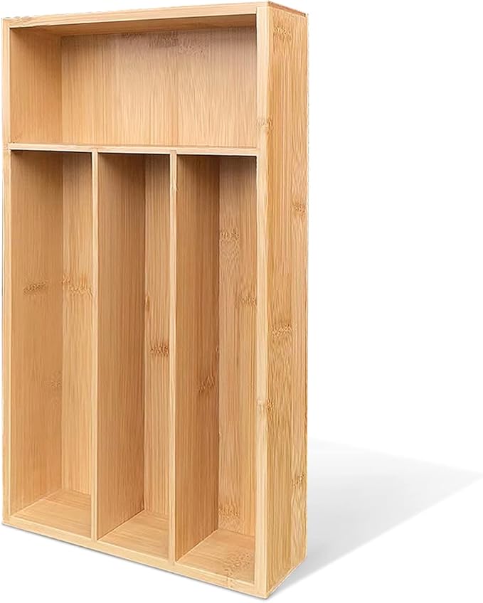 Bamboo Silverware Organizer, Kitchen Drawer Organizer