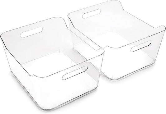 Plastic Storage Bins, X-Large, 2 Pack, Clear, THE SOHO COLLECTION