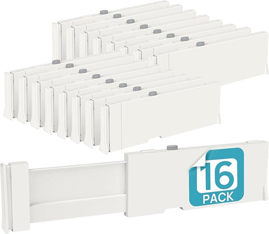 16 Pack Drawer Dividers for Clothes, Kitchen & Office Storage