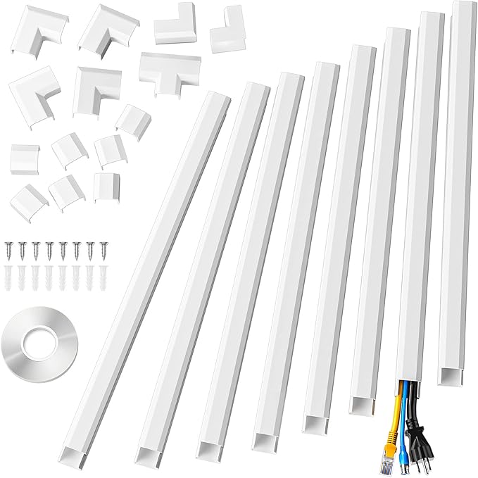 Cord Hider, 125In Cord Covers for Wall Mounted TV, White Cable Management Kit