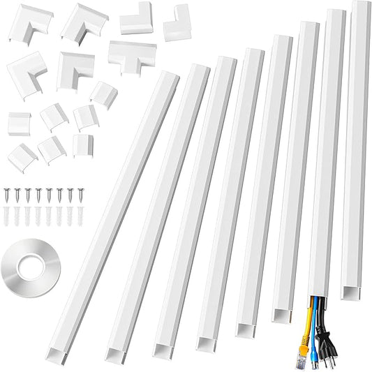 Cord Hider, 125In Cord Covers for Wall Mounted TV, White Cable Management Kit