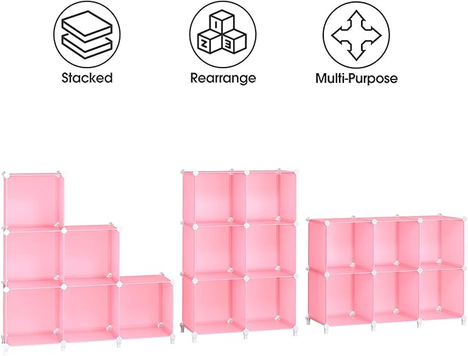6-Cube Storage Shelf, Storage Bookcase Bookshelf with Metal Hammer