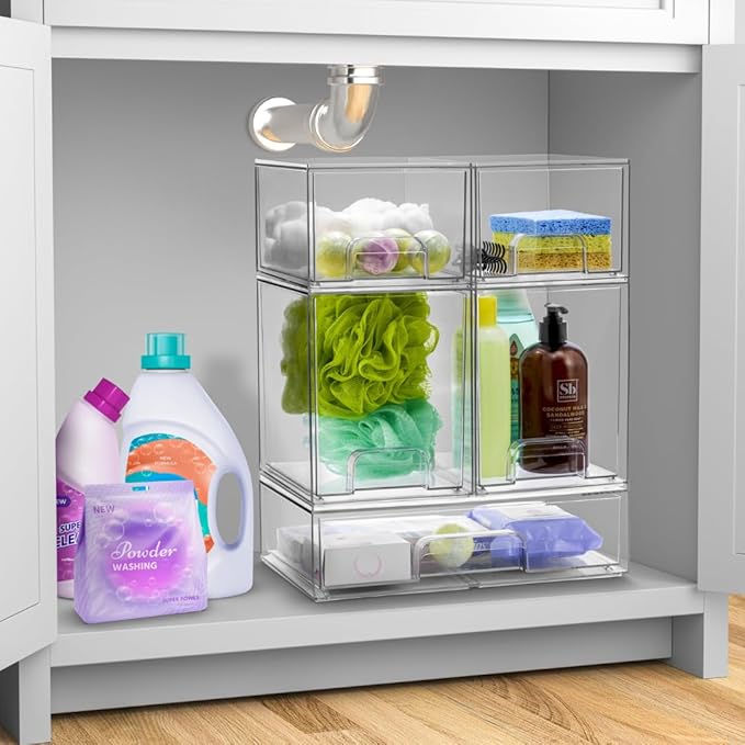 Acrylic Storage Containers, 3 Pack, 4.4’’ Tall and 12.1’’ Wide