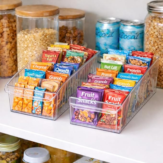 BINO | Plastic Storage Bins with Wheels, Small | THE ROLLER COLLECTION | Clear Storage Bins for Organization | Clear Containers for Pantry | Fridge & Freezer Organizer Bin Cabinet & Pantry Organizers