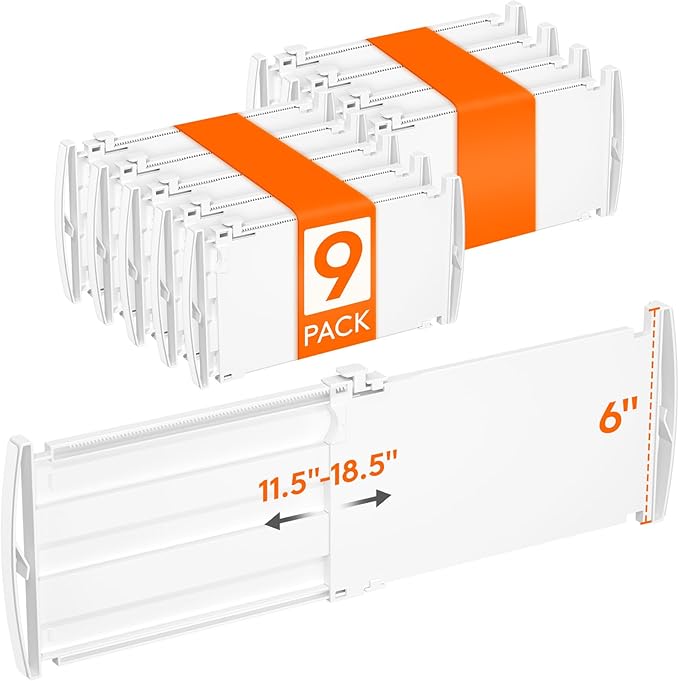 6" Tall 9 Pack Drawer Dividers