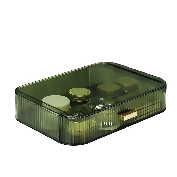 Stackable Cosmetics Organizer Drawers, Nail Care. Green