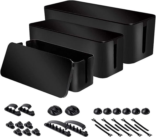 Cable Organizer Box Set of Three, Black