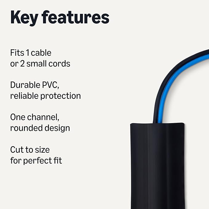 Amazon Basics Floor Cord Cover, 6ft Length, 2.6" Diameter, Cable Protector, Black (Pack of 2)