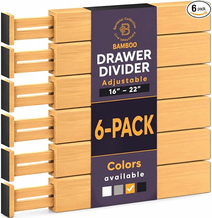 6-Pack Drawer Dividers, 2.6 Inches High, Kitchen Utensil Storage