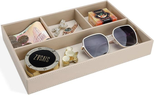 PU Leather Valet Tray, Stackable Jewelry Trays for Dresser