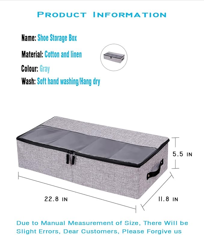 Foldable Under Bed Clothes Organizer with Lid, Gray