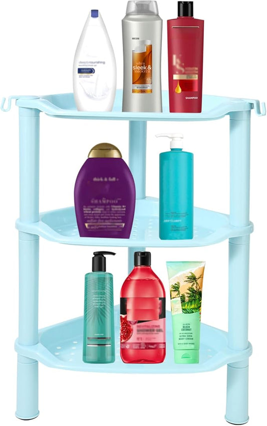 3 Tier Shower Caddy Organizer Shelf Corner, Round Slot Blue 3 Tier