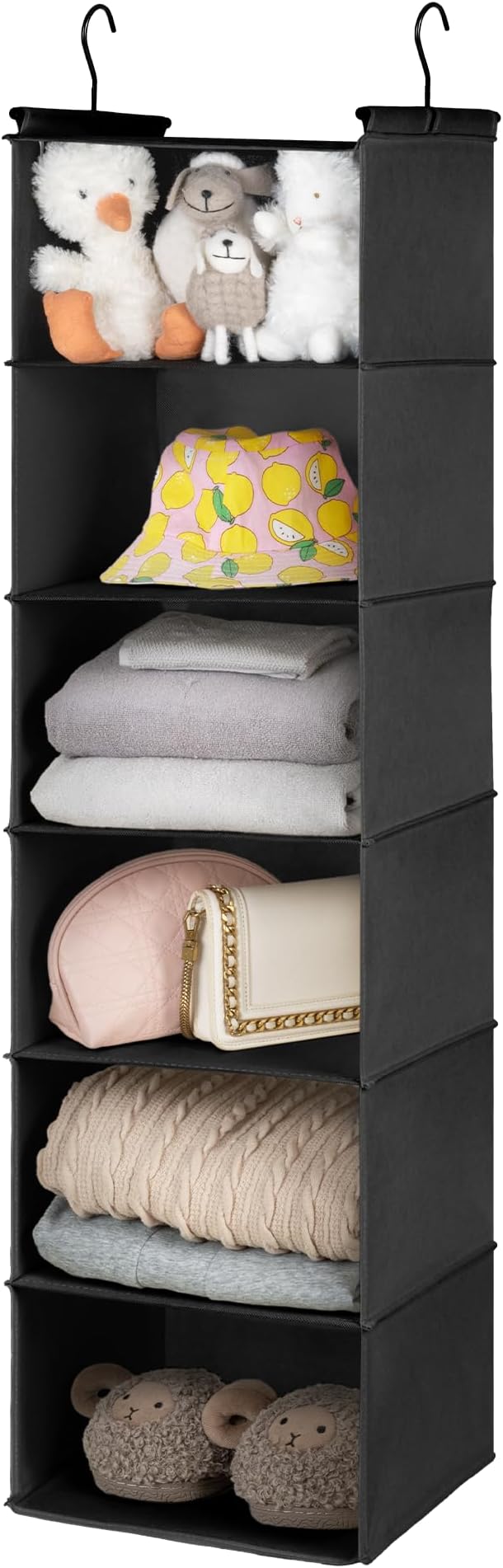 SAYS 6 Shelf Hanging Closet Organizers and Storage, Black