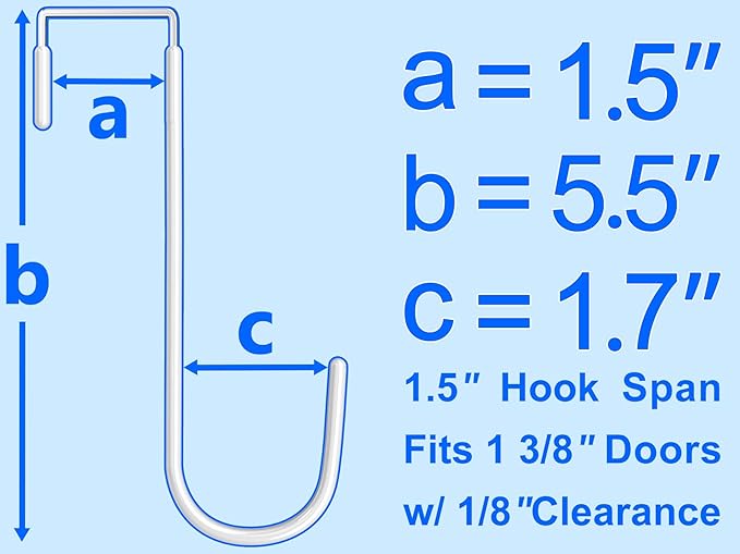 Mars-Rock Over The Door Metal Hooks with Plastic Coating 5.5" Fit 0.5" to 1 3/8" Door 8 Pcs Heavy Duty Single Towel Robe Rack Wreath Bathroom Shower Hanger Shoe Organizer Ironing Board Short White