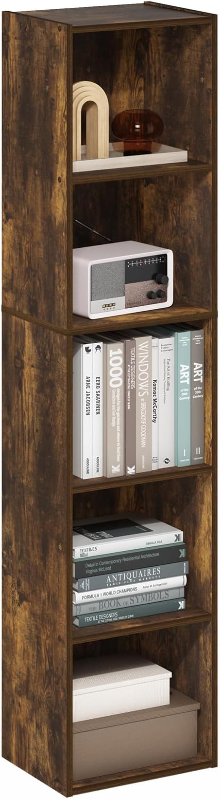Furinno PASIR Book Shelf, 5-Tier Modern Bookshelf, Amber Pine