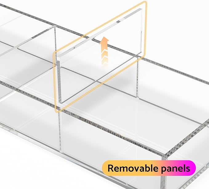 HIIMIEI 3 Section Clear Acrylic Drawer Organizer Tray, Office & Makeup Drawer Organizer (11.8x4.3 inch)