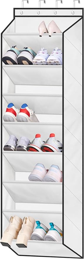 LAMB Over The Door Shoe Organizer for Closet, White