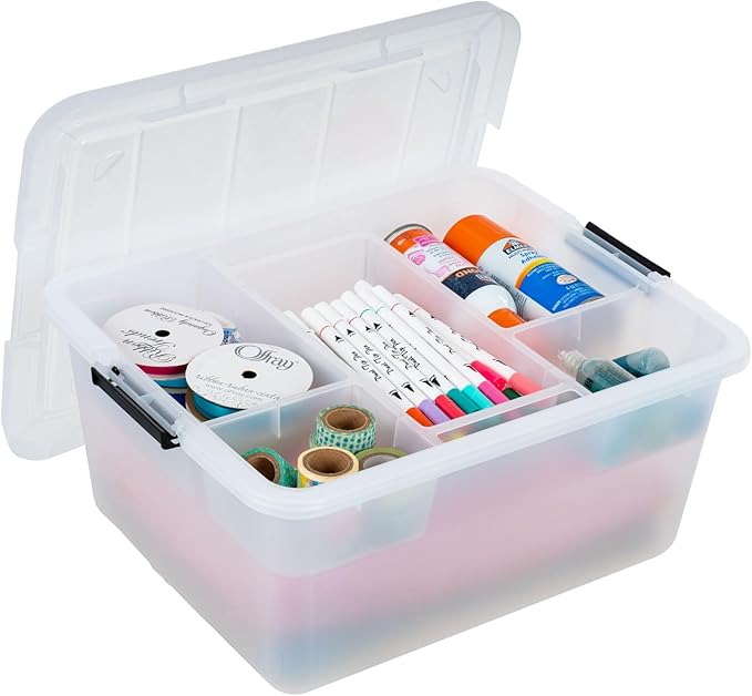 USA 18 QT Clear Storage Organizer with Removable Dividers