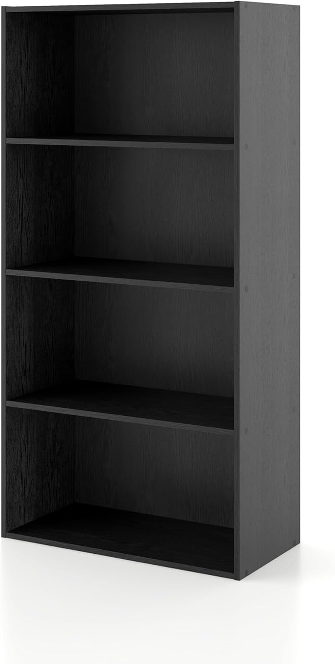 Homes: Inside + Out Apexa 4-Tier Cube Storage Organizer Shelves, Stackable Wood Bookcase Fits Cubby Bins for Organization, Dorm Teen Room Decor & Home Office, Black