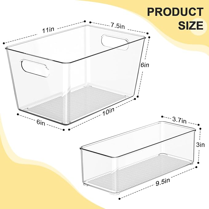 Set of 4 Clear Plastic Storage Bins