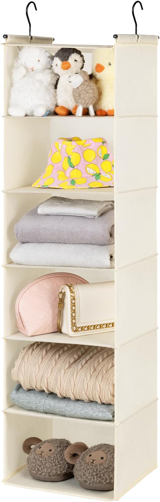 SAYS 6 Shelf Hanging Closet Organizers and Storage, Beige