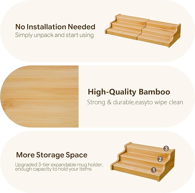 Simple Trending Expandable Bamboo Can Rack Organizer for Pantry