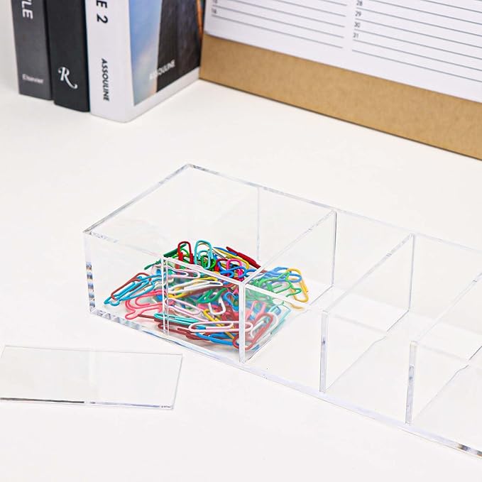 Clear Drawer Organizer 6-Section Desk Compartment Acrylic Tray Holder
